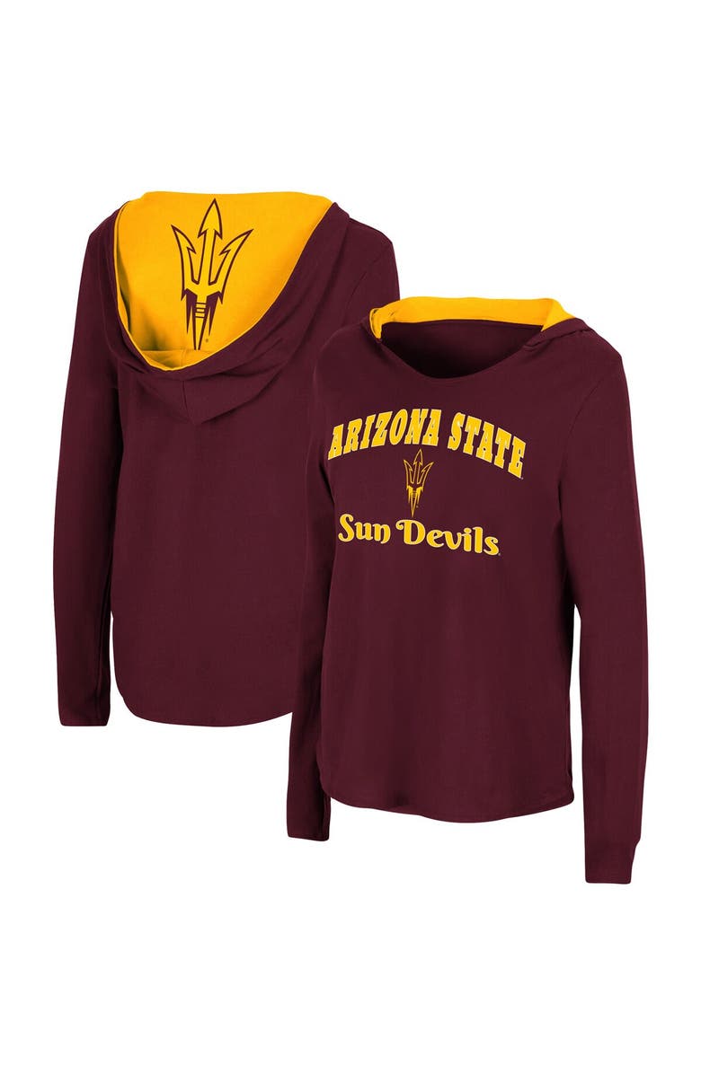 COLOSSEUM Women's Colosseum Maroon Arizona State Sun Devils Catalina Hoodie Long Sleeve T-Shirt, Main, color, Maroon