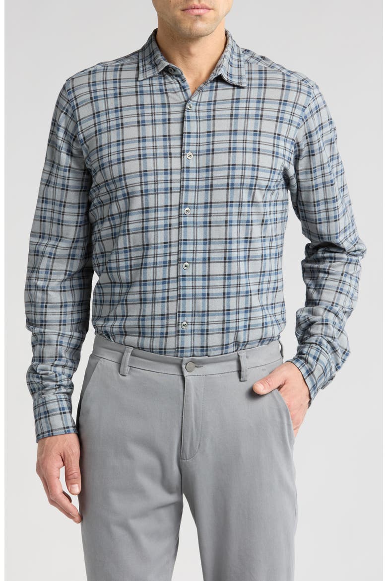 Plaid Button-Up Shirt, Main, color, CEMENT