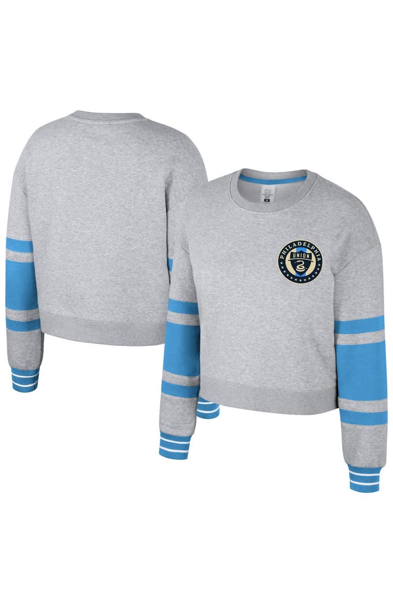 Stadium Essentials Women's Stadium Essentials Heather Gray Philadelphia Union Scrimmage Cropped Pullover Sweatshirt, Alternate, color, Heather Gray