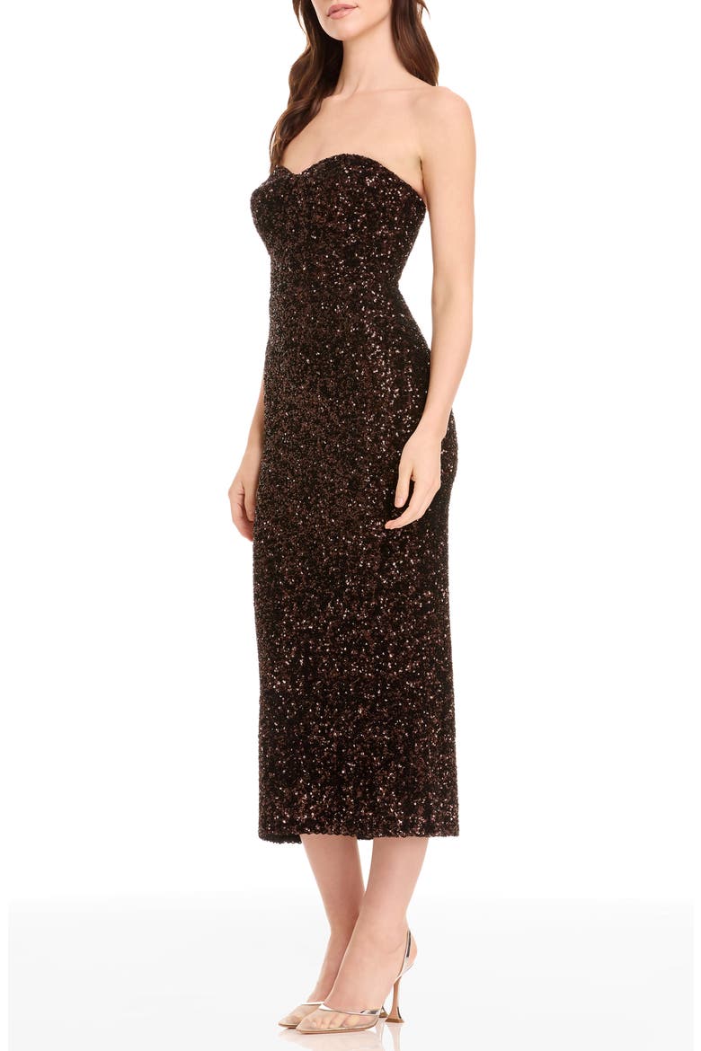 Vada Paillette Strapless Gown, Alternate, color, MOCHA