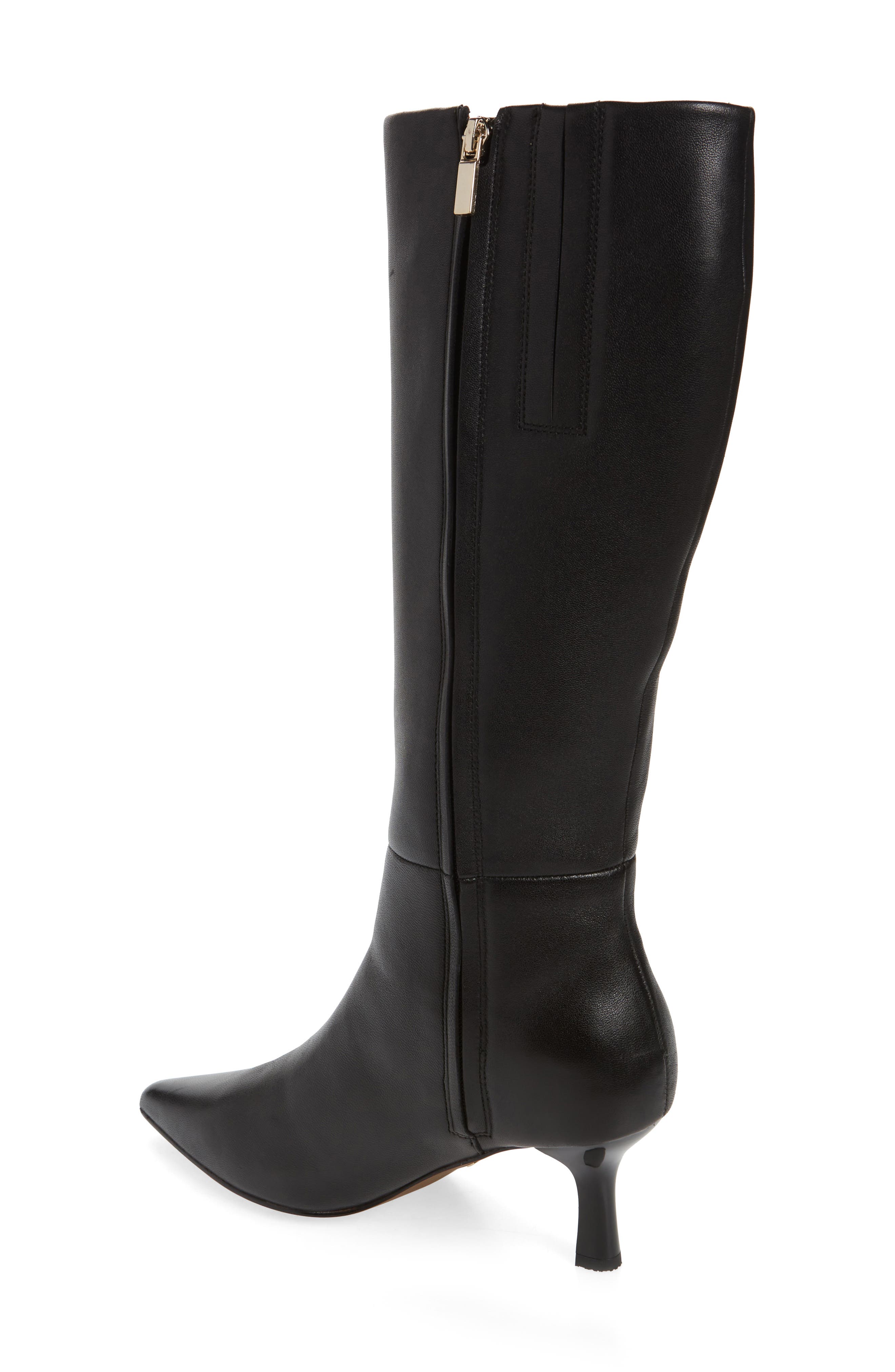FRANKIE4 Allegra Pointed Toe Knee High Boot, Alternate, color, Black Fitted