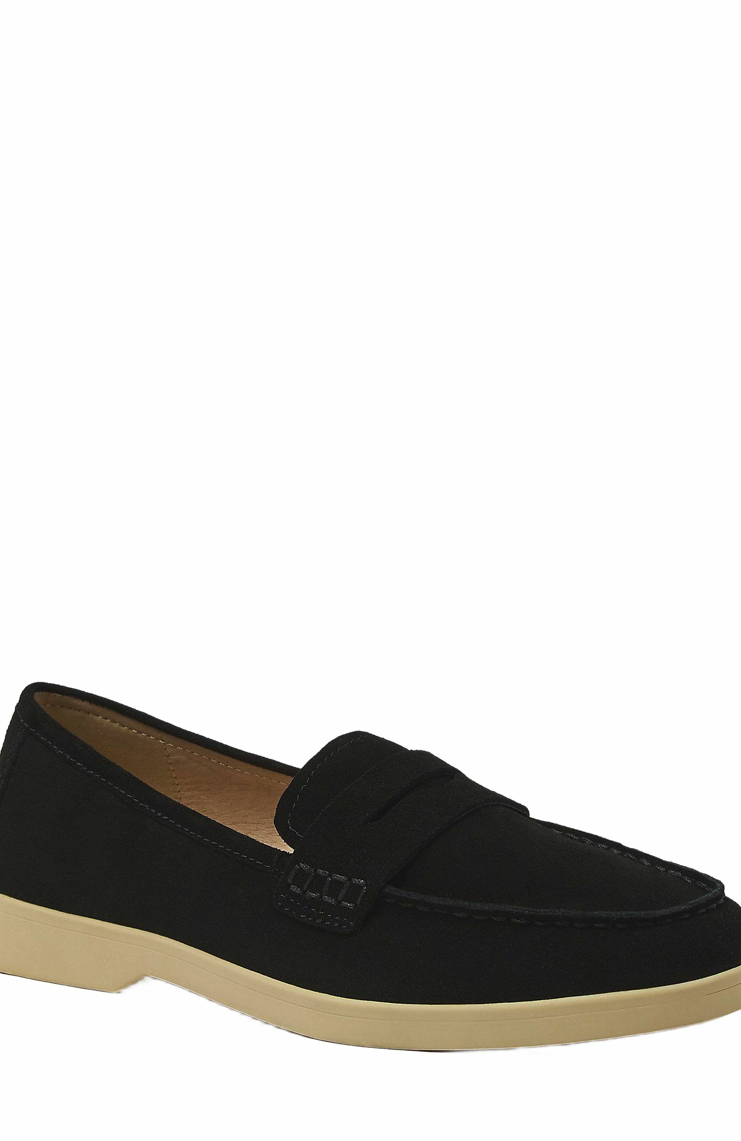 Lands' End Suede Penny Loafers, Alternate, color, Black