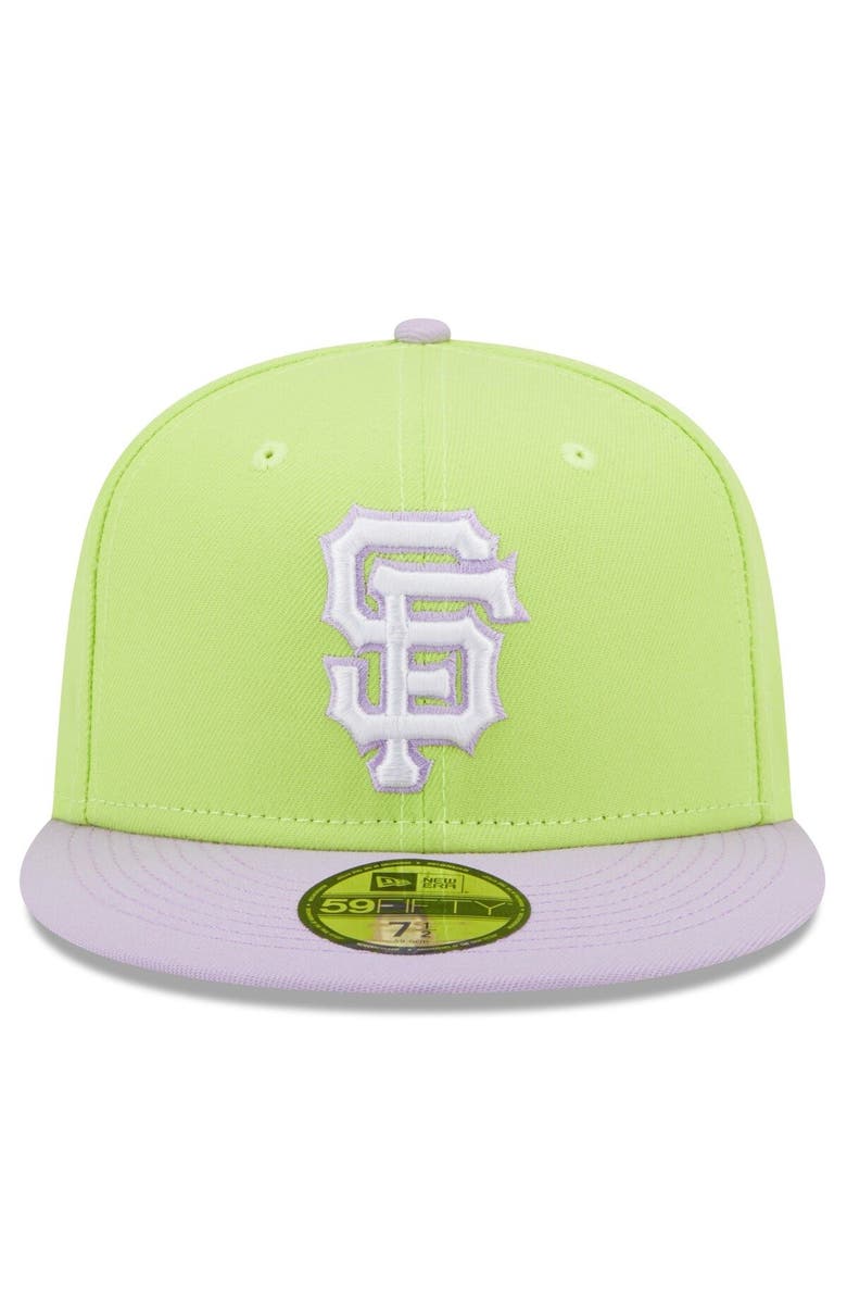 New Era Men's New Era Neon Green/Lavender San Francisco Giants Spring Color Two-Tone 59FIFTY Fitted Hat, Alternate, color, 