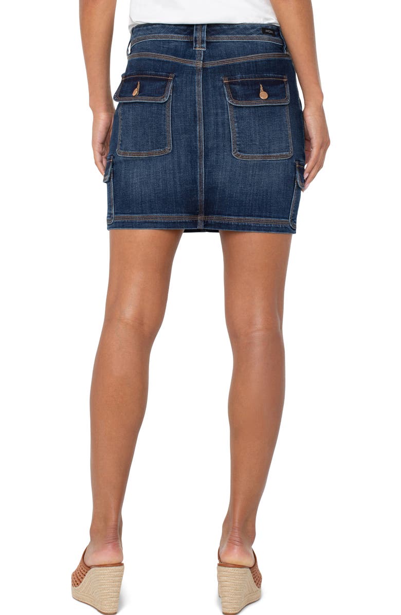 Liverpool Los Angeles Tripe Needle Denim Cargo Skirt, Alternate, color,