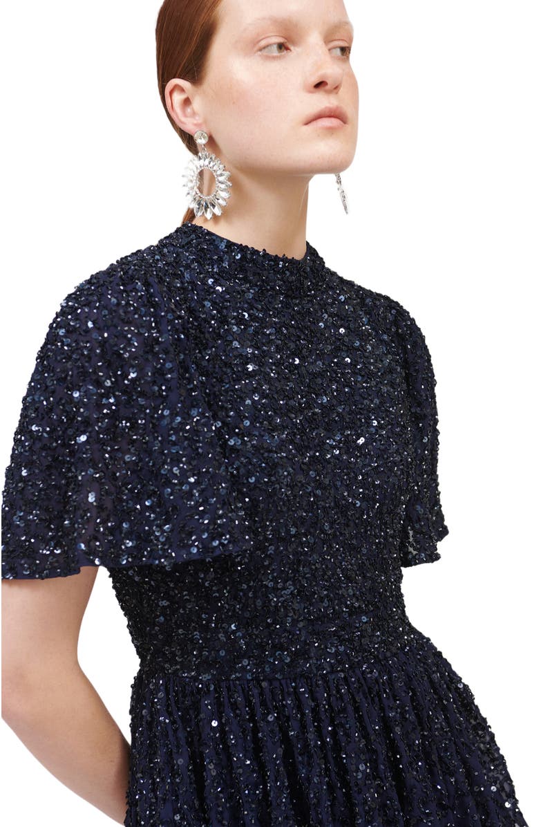 BEAUUT Occasion Embellished Sequin Beaded Evening Midi Dress, Alternate, color, Mid Night Blue