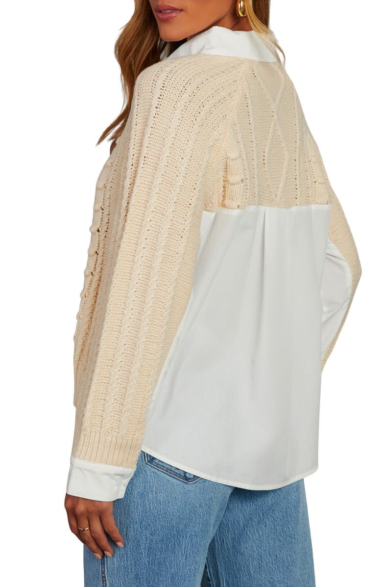 VICI Collection Teacher's Pet Mixed Media Cable Sweater, Alternate, color, 