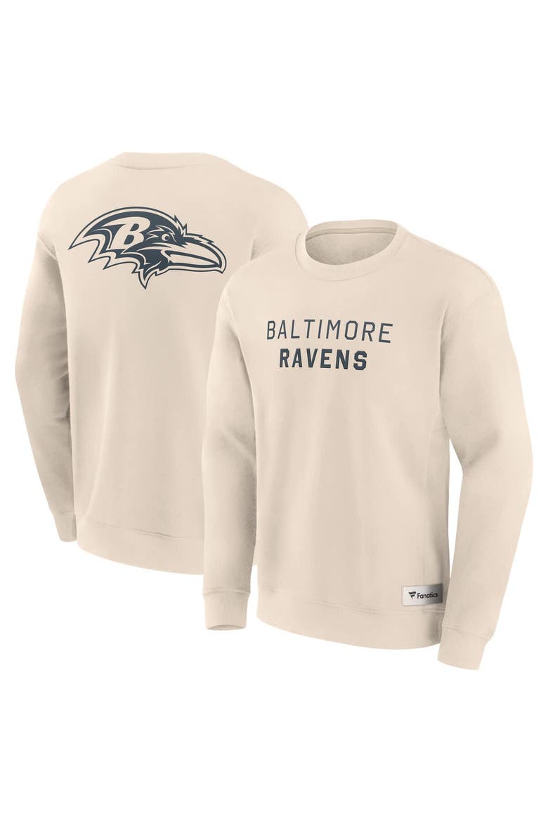 Men's Fanatics Cream Baltimore Ravens Elements Future Ground Lettering Pullover Sweatshirt, Main, color, Cream
