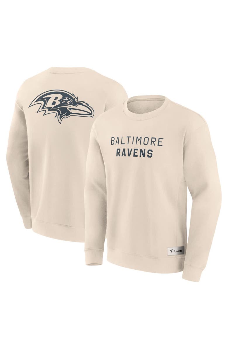 FANATICS Men's Fanatics Cream Baltimore Ravens Elements Future Ground Lettering Pullover Sweatshirt, Main, color, Cream