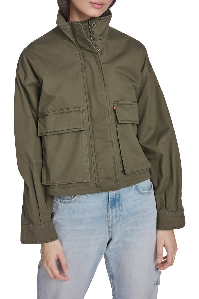 Crop Surplus Jacket, Main, color, OLIVE NIGHT