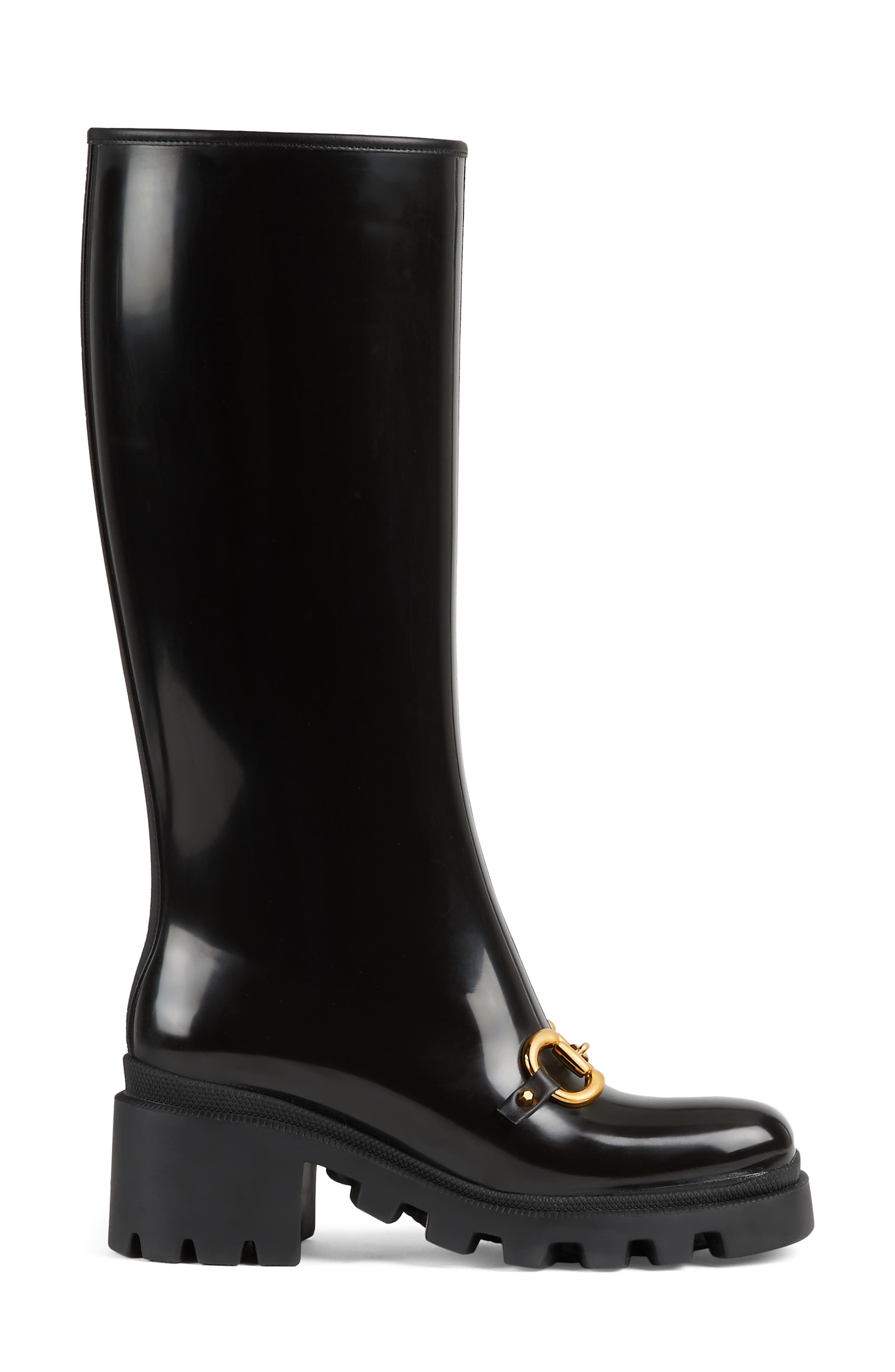 Gucci Trip Lug Knee High Rain Boot, Alternate, color, 