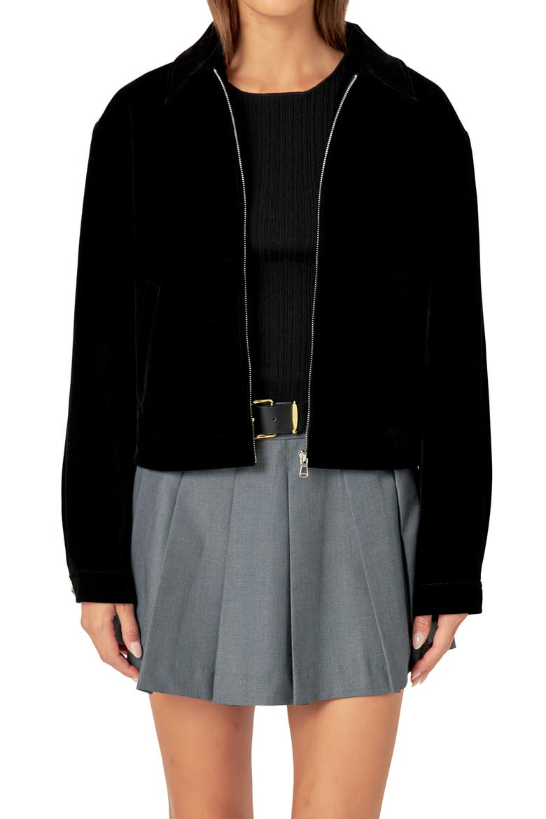 Velvet Bomber Jacket, Alternate, color, BLACK