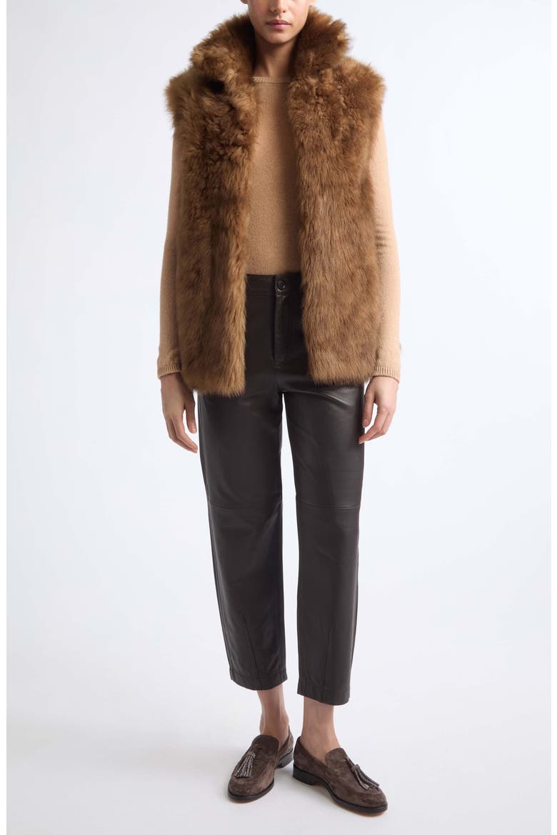 Genuine Shearling Gilet, Alternate, color, 05 BROWN