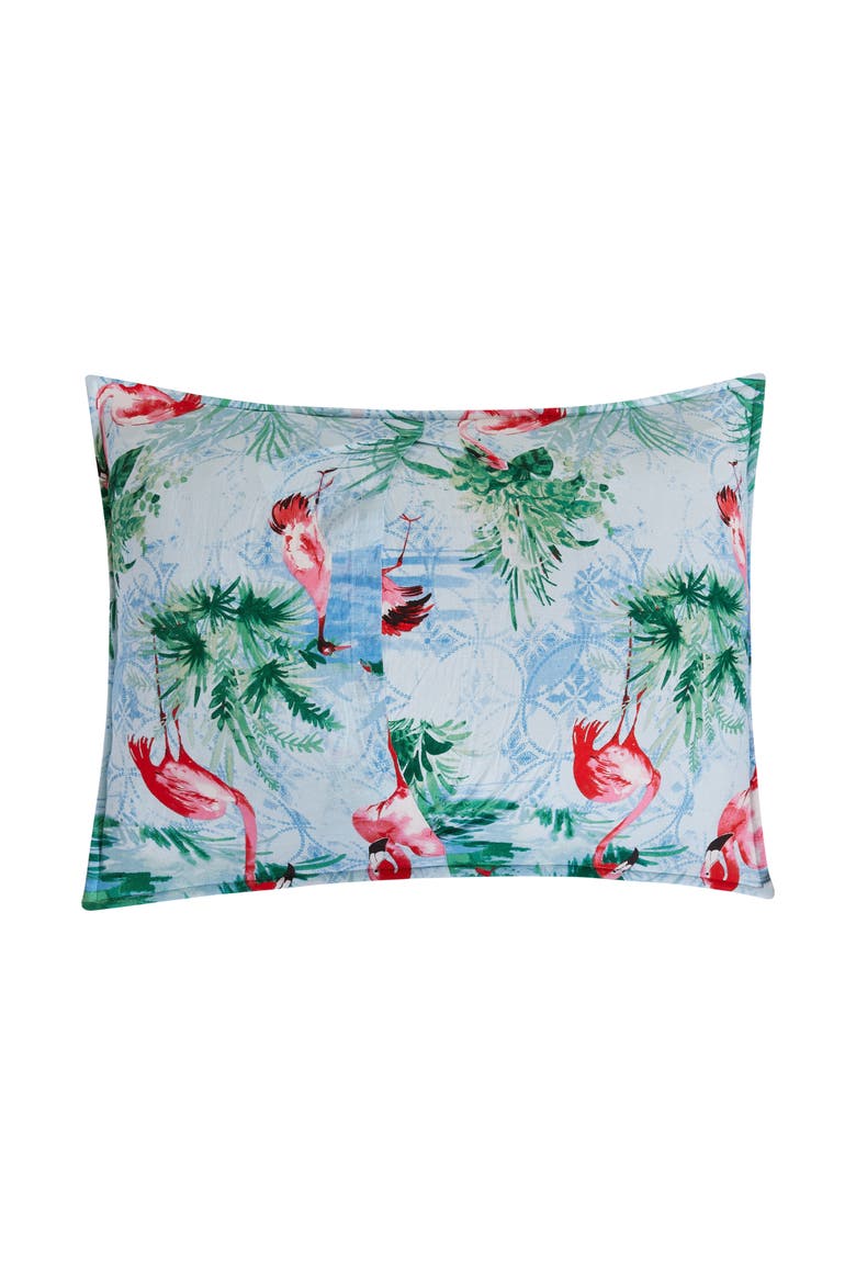 Paradise Coast Flamingo Cotton Quilt Set  - Reversible and Machine Washable, Alternate, color, Blue