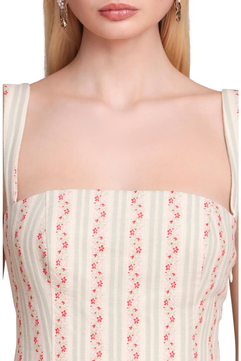 Floral Border Print Drop Waist Minidress, Alternate, color, ROSE STRIPE MULTI