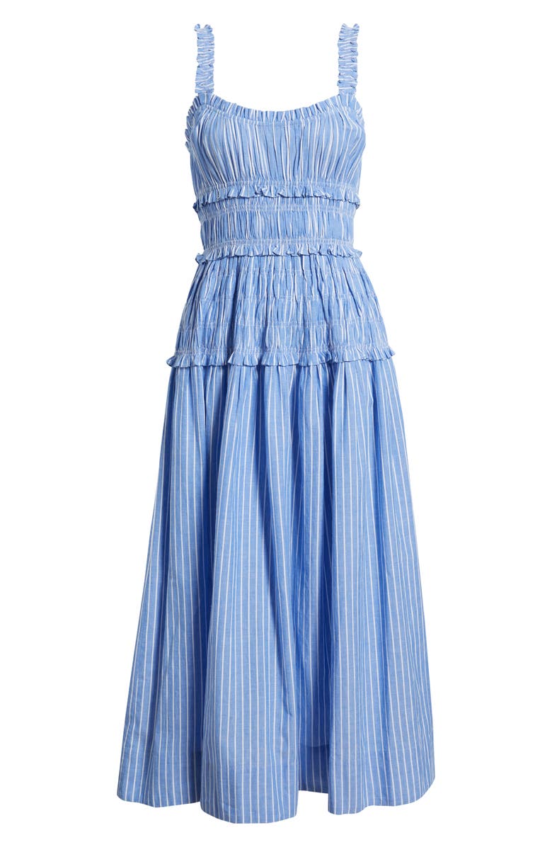 DÔEN Marianne Stripe Organic Cotton Midi Dress, Alternate, color, Deauville Stripe
