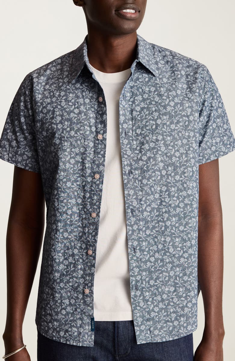 Bonobos Riviera Floral Short Sleeve Stretch Cotton Button-Up Shirt, Main, color, 