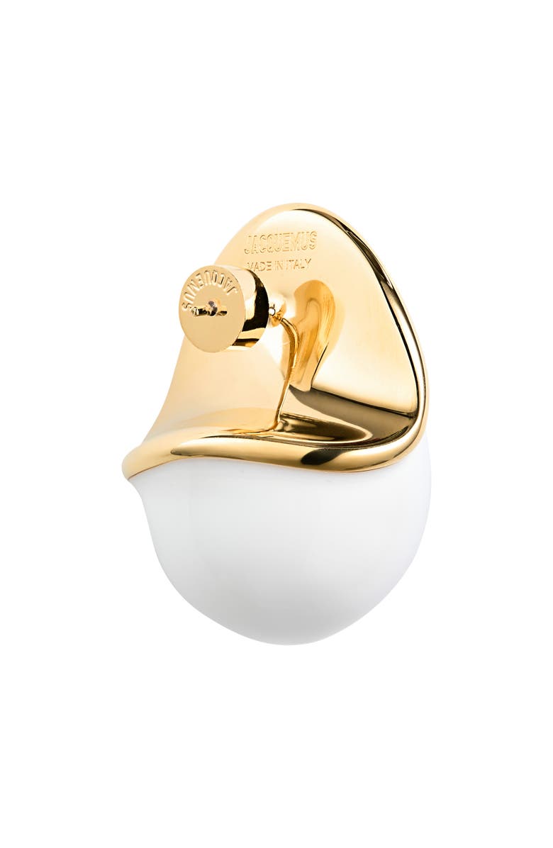 Jacquemus Les Boucles Raisin Oval Earrings, Alternate, color, Gold / White 277