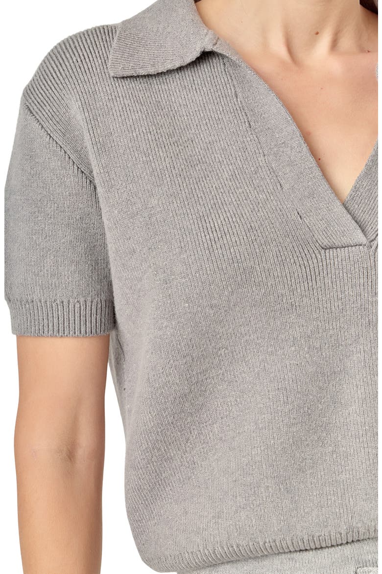 Johnny Collar Knit Top, Alternate, color, HEATHER GREY