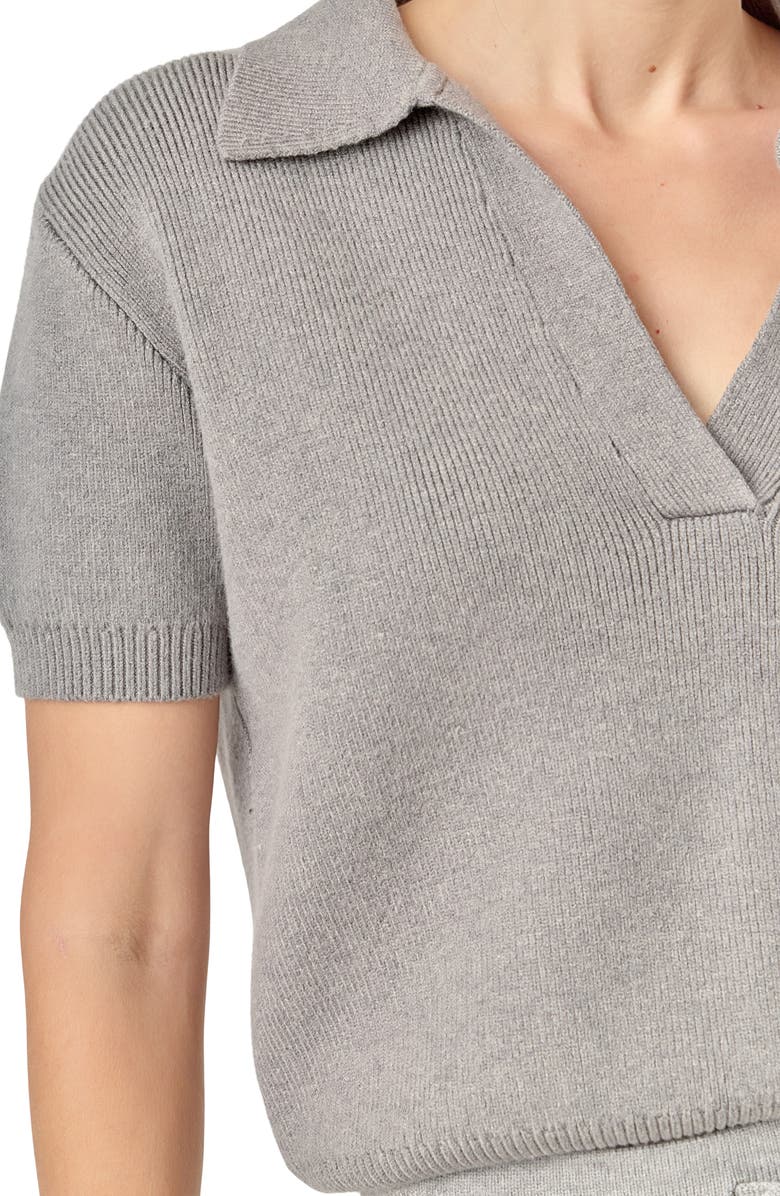 English Factory Johnny Collar Knit Top, Alternate, color, Heather Grey