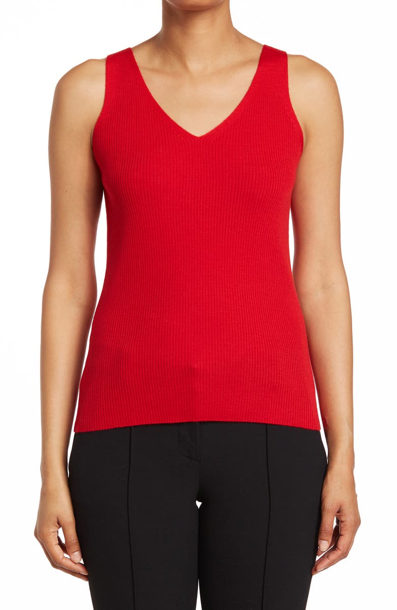 St. John Collection Wool Ribbed Knit Shell Tank Top, Main, color, 