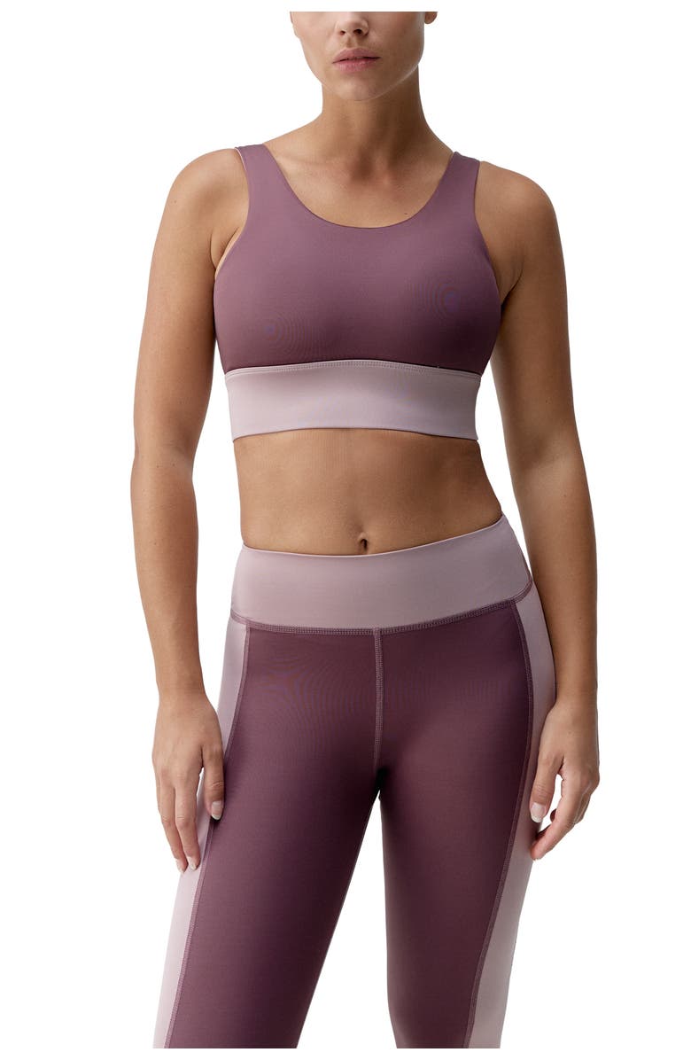 Born Living Yoga Maiko Medium Support Performance Sport Top, Alternate, color, Tuscany/Deep Rose