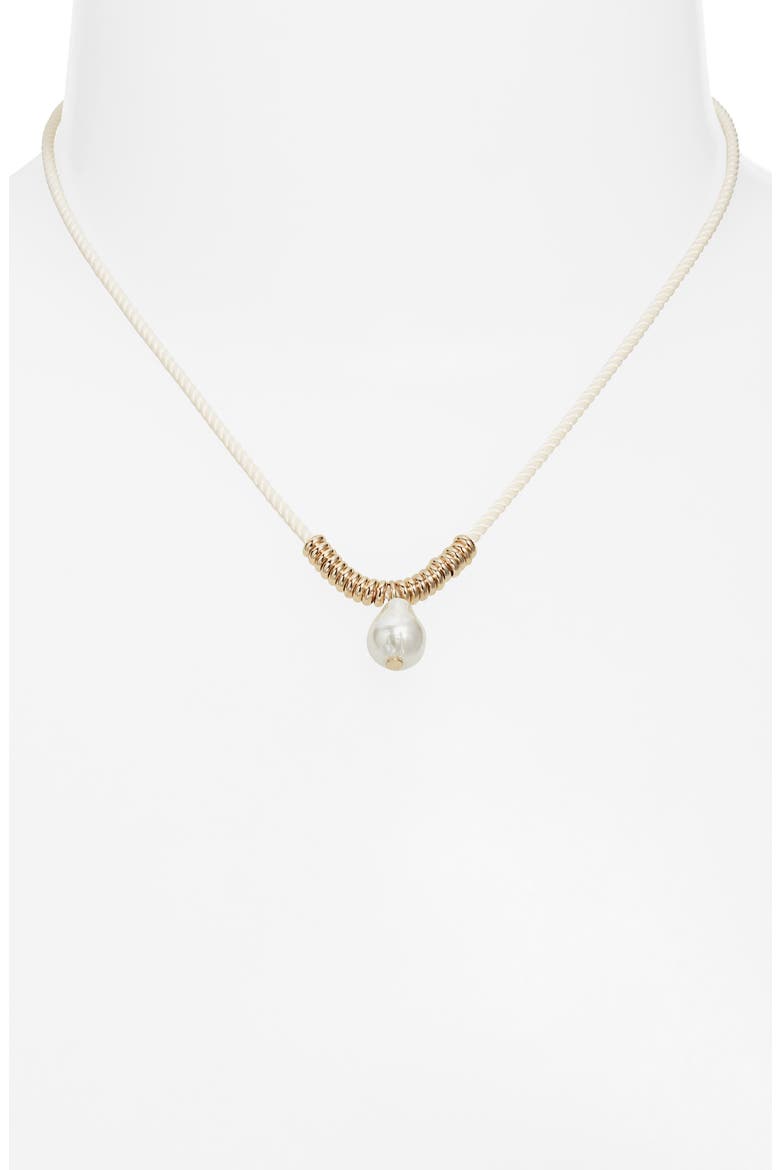 Faux Pearl Pendant Cord Necklace, Alternate, color, WHITE- GOLD