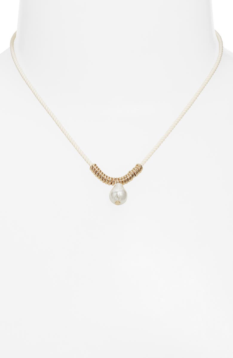 Nordstrom Faux Pearl Pendant Cord Necklace, Alternate, color,