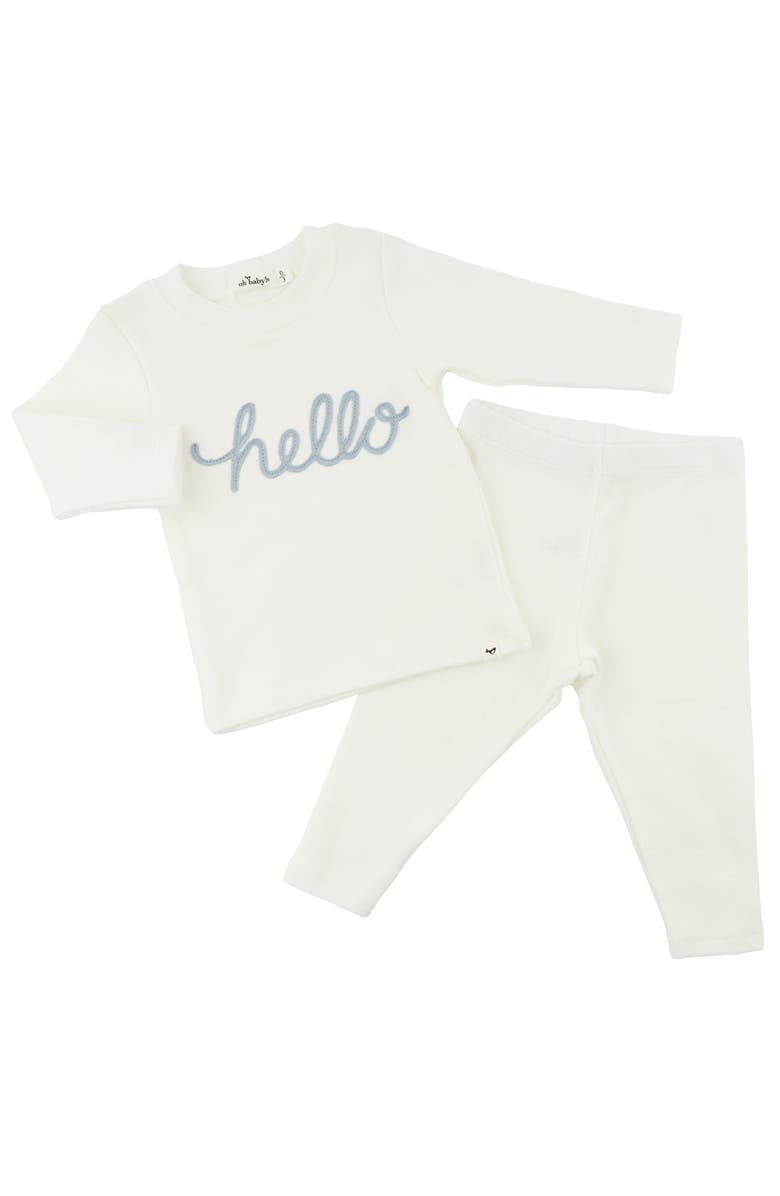 oh baby! "hello" Fog Embroidered Two Piece Set, Alternate, color,