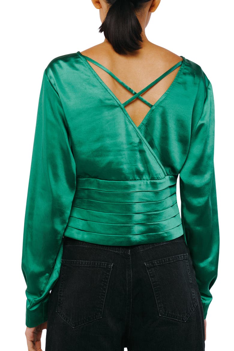 Fosi Satin Top, Alternate, color, GREEN