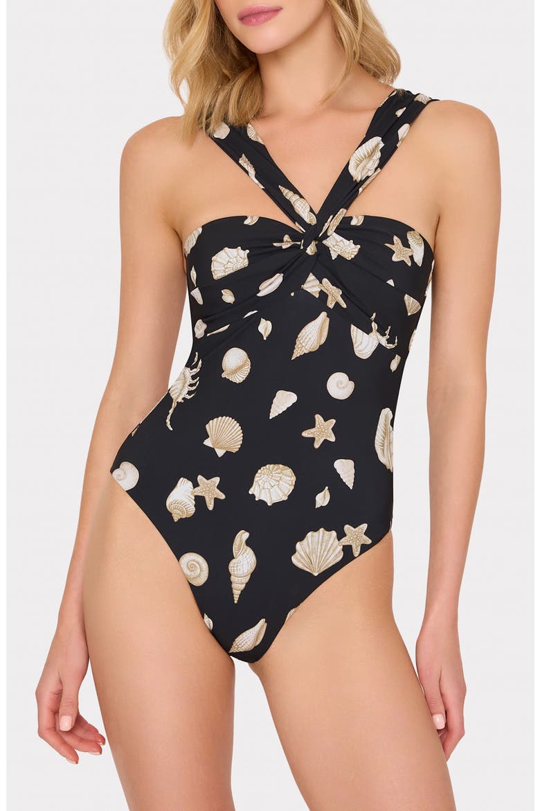 Betsy Seashell Convertible One-Piece Swimsuit, Main, color, BLACK/ WHITE