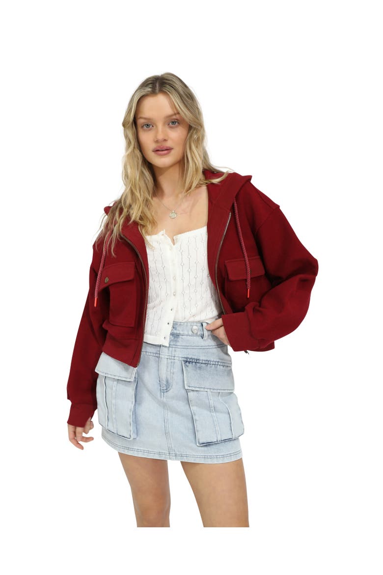 Fireside Cropped Utility Zip Jacket, Main, color, Red Overflow