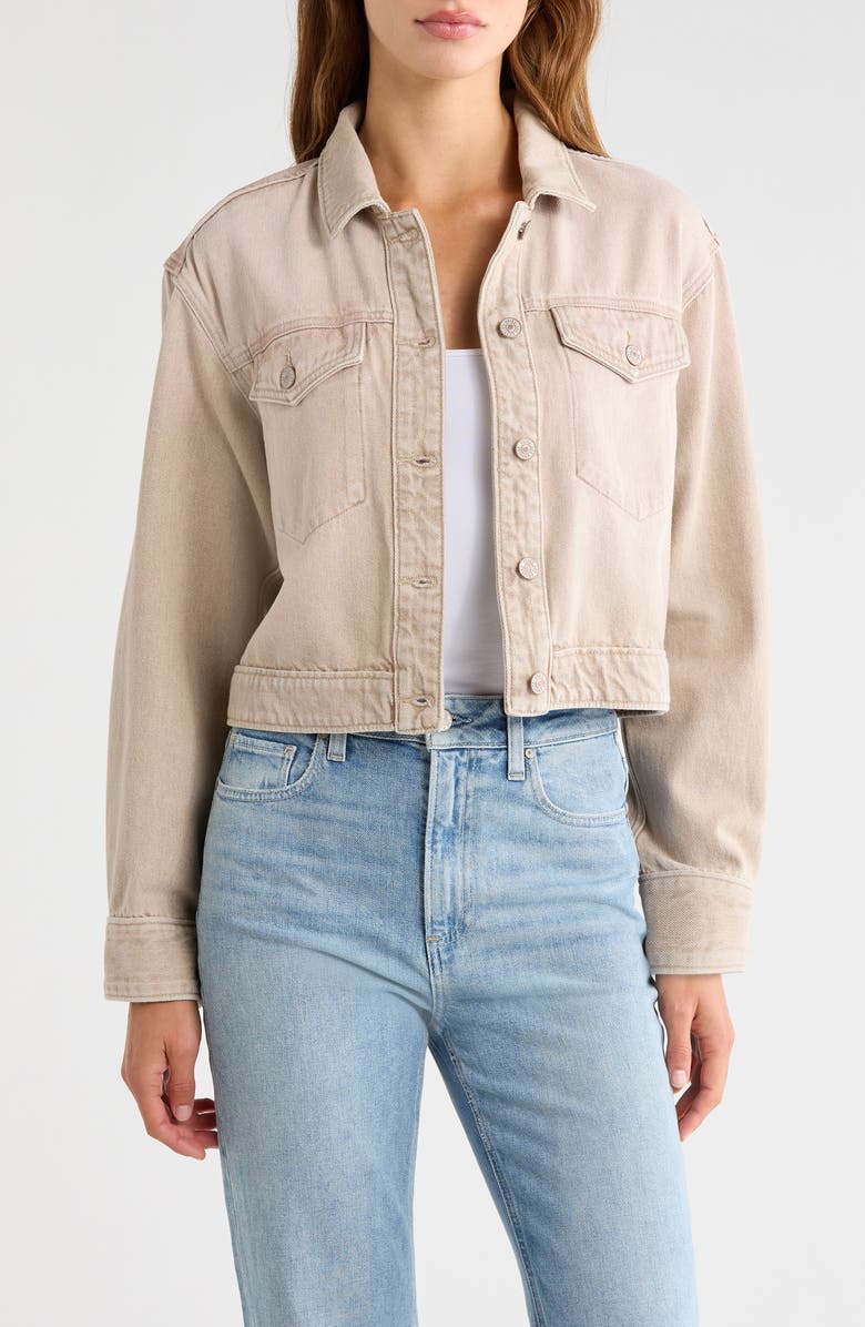 PAIGE Michele Trucker Jacket, Main, color, Soft Sepia