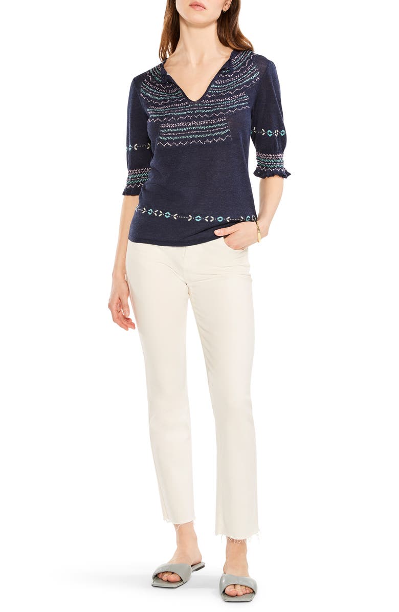 NIC+ZOE Fair Isle Puff Sleeve Sweater, Alternate, color,