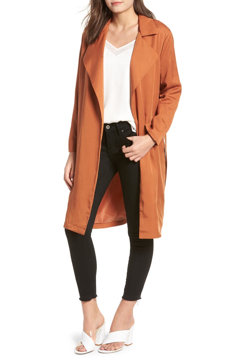 Carmen Belted Trench Coat, Main, color, BROWN