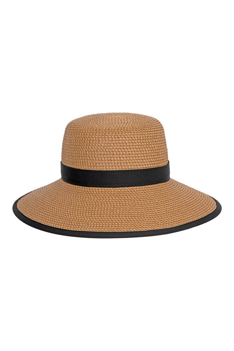 Sunbust Ponytail Notch Sun Hat, Main, color, NATURAL/ BLACK