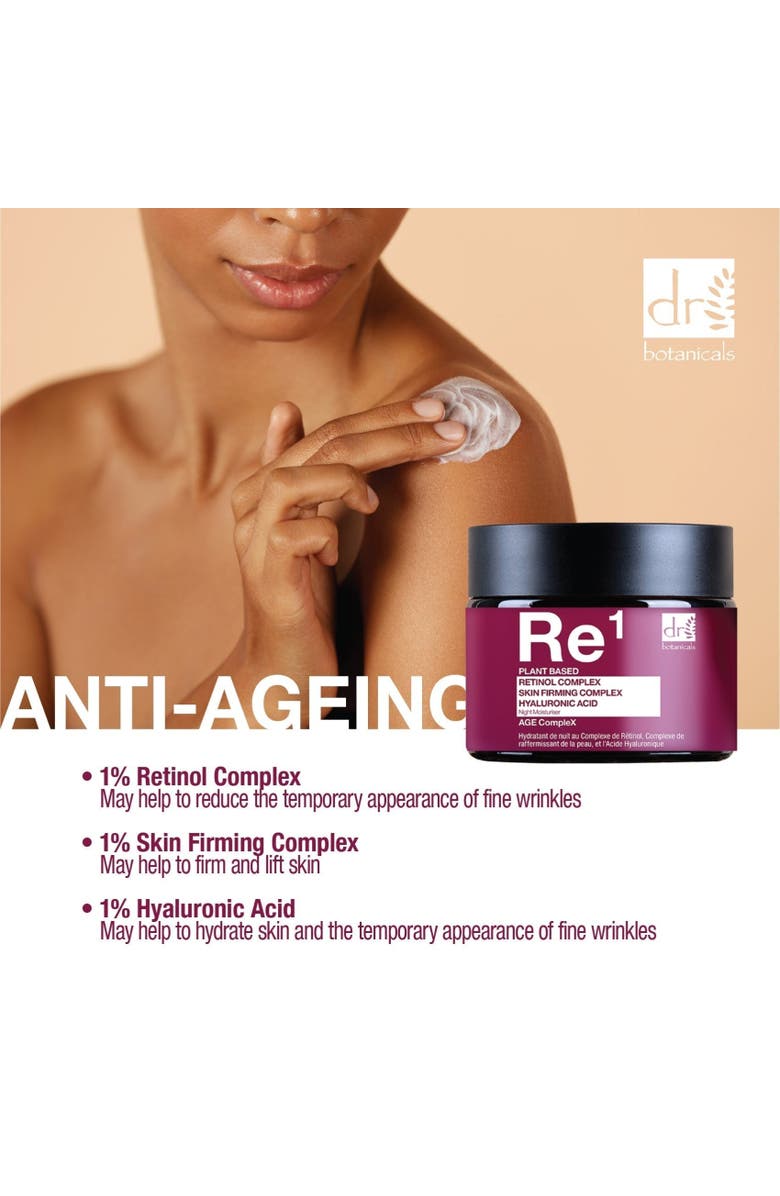 DR BOTANICALS Retinol Complex 1%, Skin Firming Complex 1% 
Hyaluronic Acid 1% Night Moisturiser 60ml, Alternate, color, 