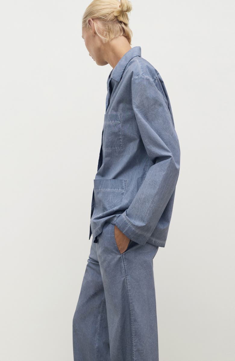 MANGO Garment-Dyed Cotton Pajama Pants, Alternate, color, Ink Blue