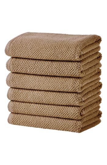 Woven & Weft Popcorn Texture 6-piece Towel Set In Mocha