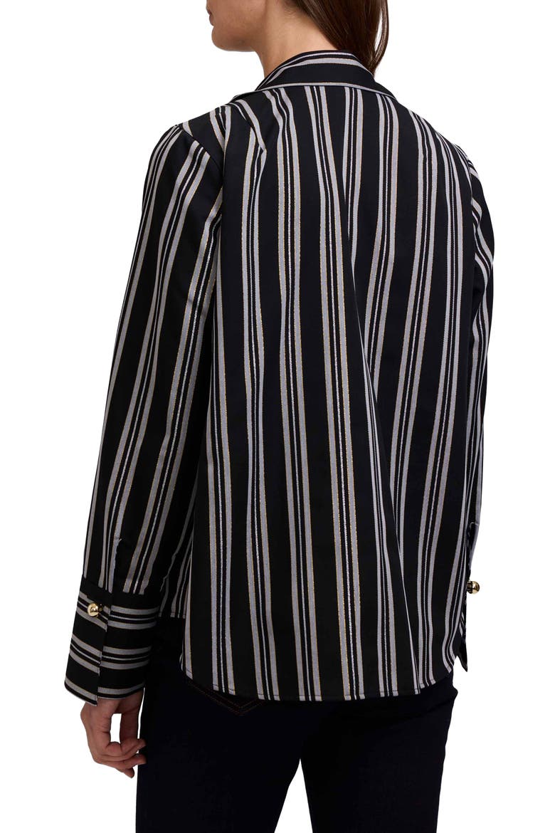 Catalina Stripe Cotton Blend Popover Top, Alternate, color, BLACK/ MULTI