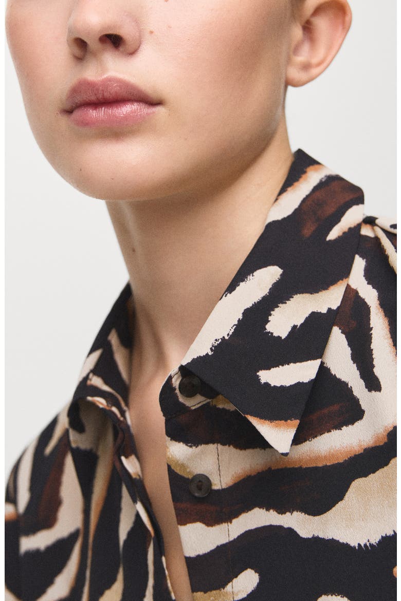 Dot Print Button-Up Shirt, Alternate, color, BLACK