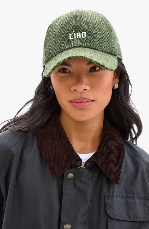 Wool Herringbone Adjustable Baseball Cap