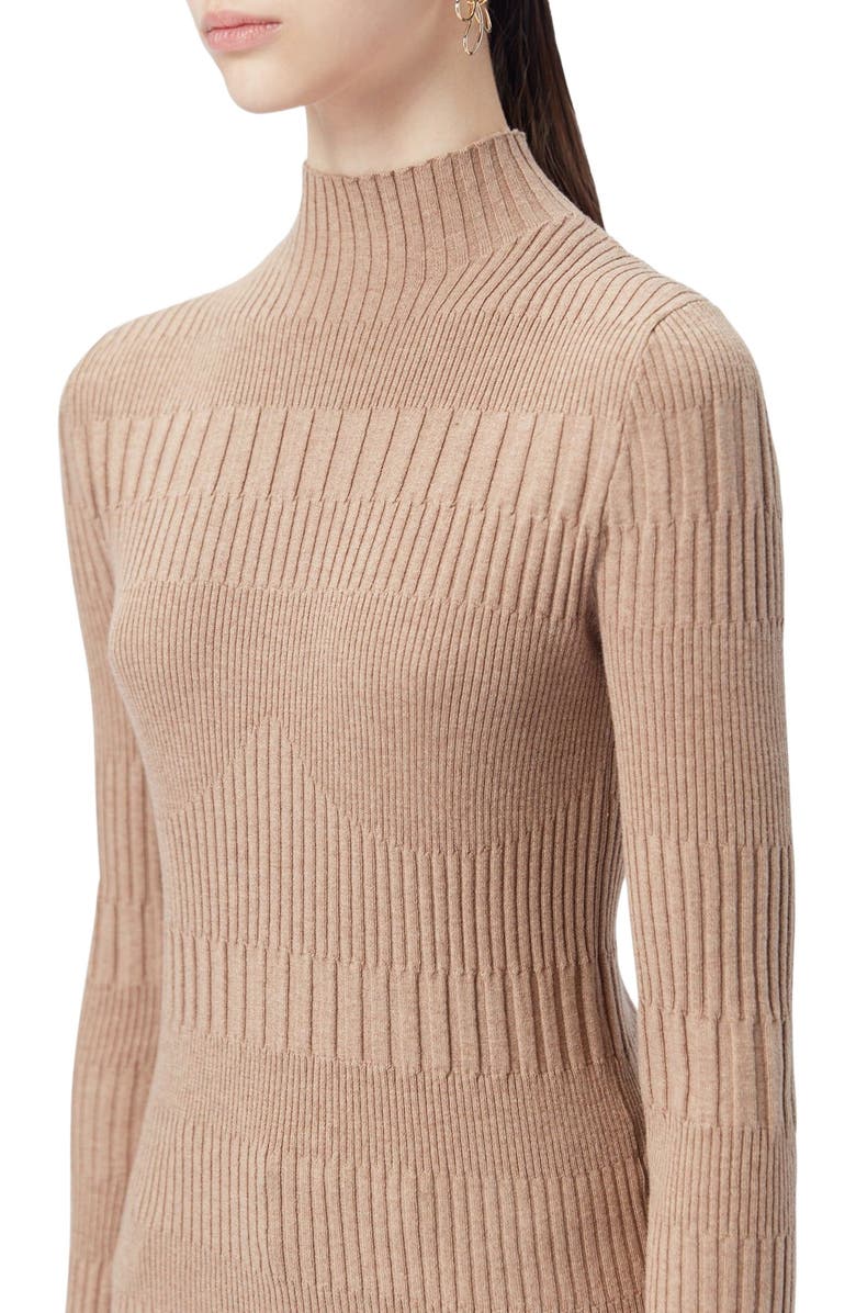GOBI Mongolian Cashmere High-neck Ribbed Cotton Silk Cashmere Blend Sweater, Alternate, color, Timber Wolf
