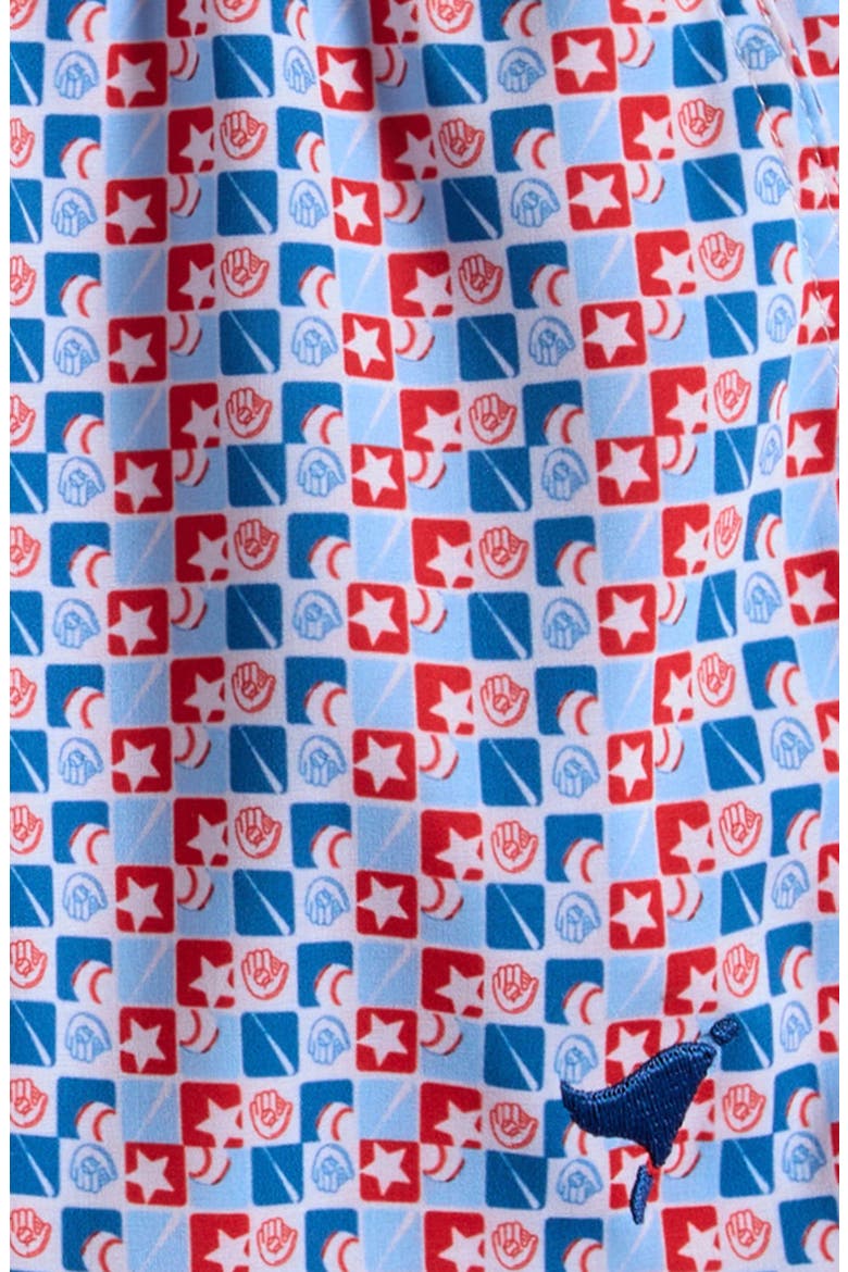 Kids' Baseball Check Print Shorts, Alternate, color, RED/ WHITE/ BLUE