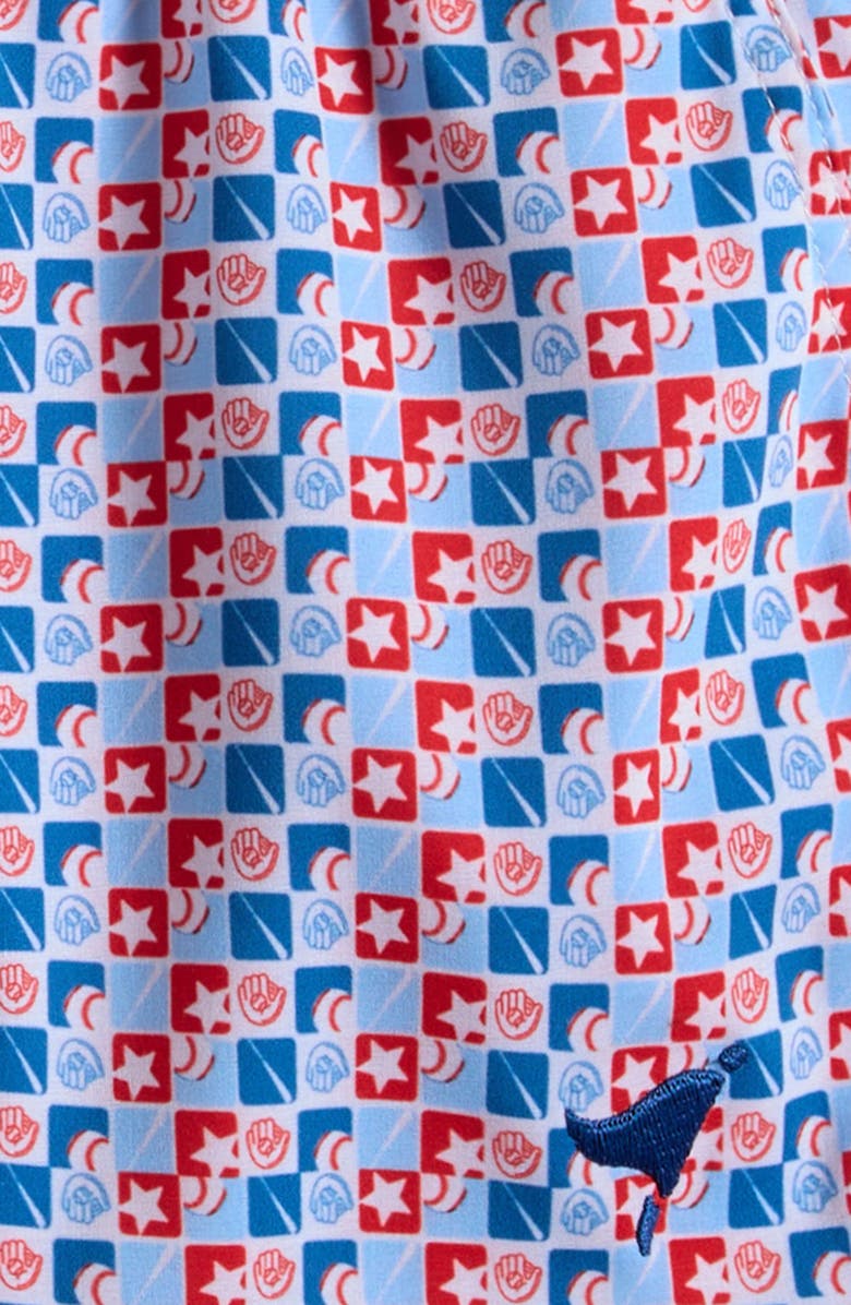 AMERICAN FIT Kids' Baseball Check Print Shorts, Alternate, color, Red/ White/ Blue