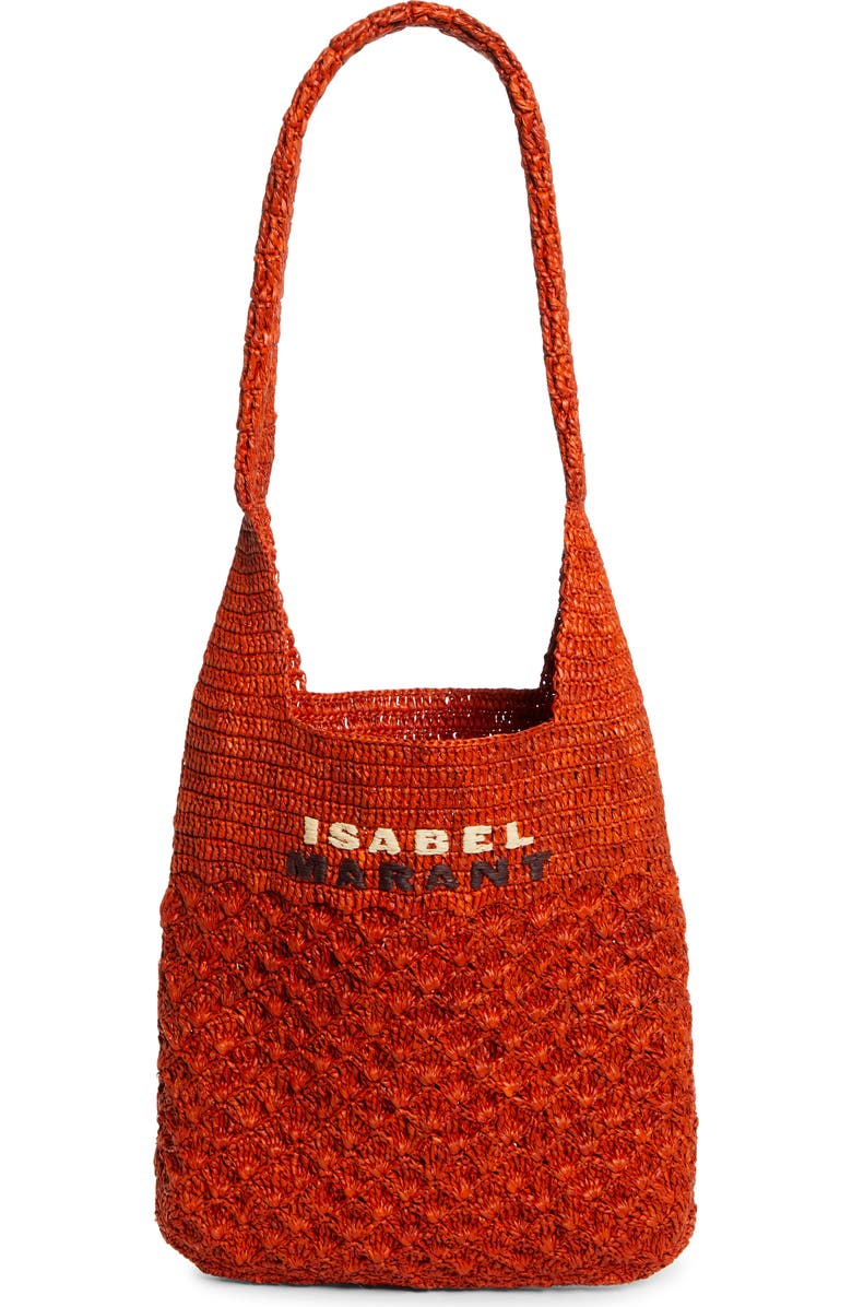 Isabel Marant Small Praia Raffia Tote, Main, color, Orange