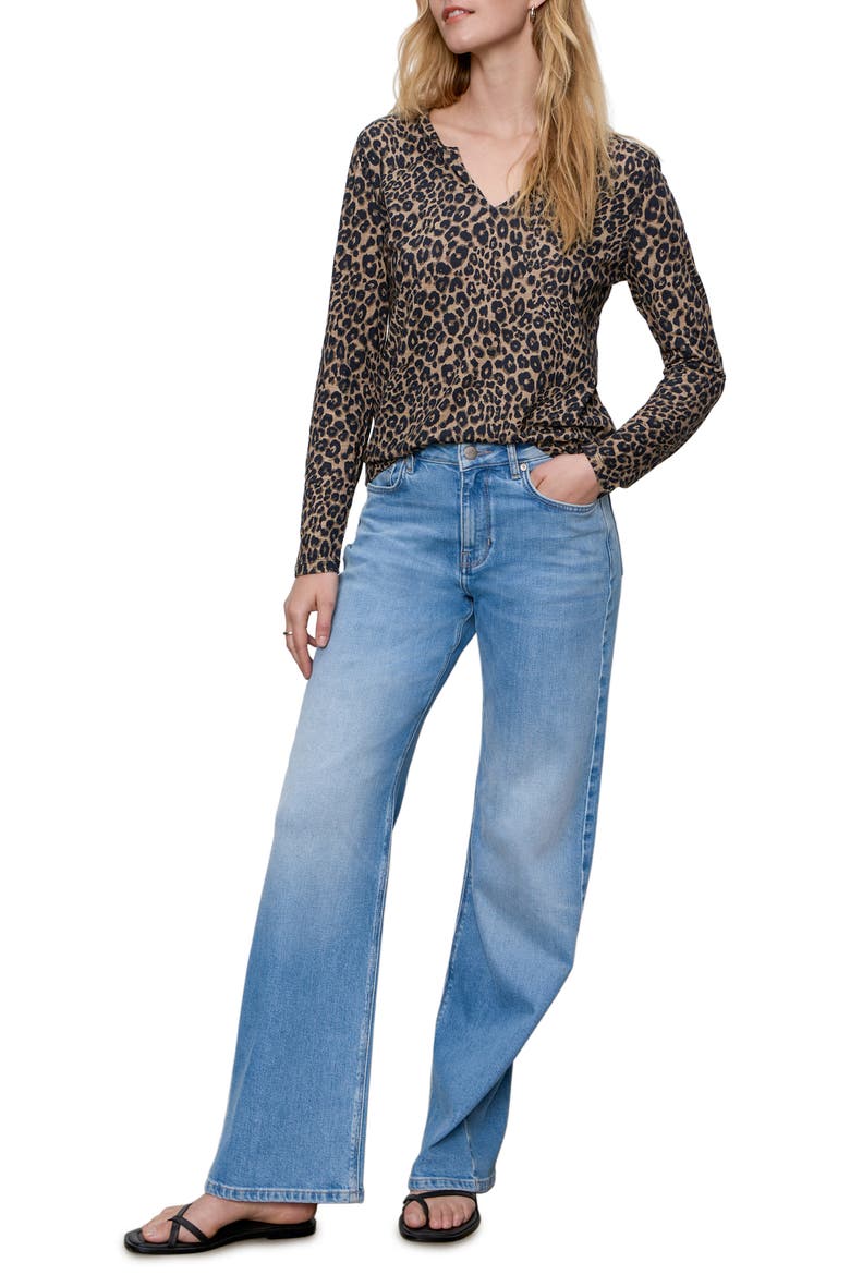 Print Split Neck Knit Top, Alternate, color, FRENCH KIT