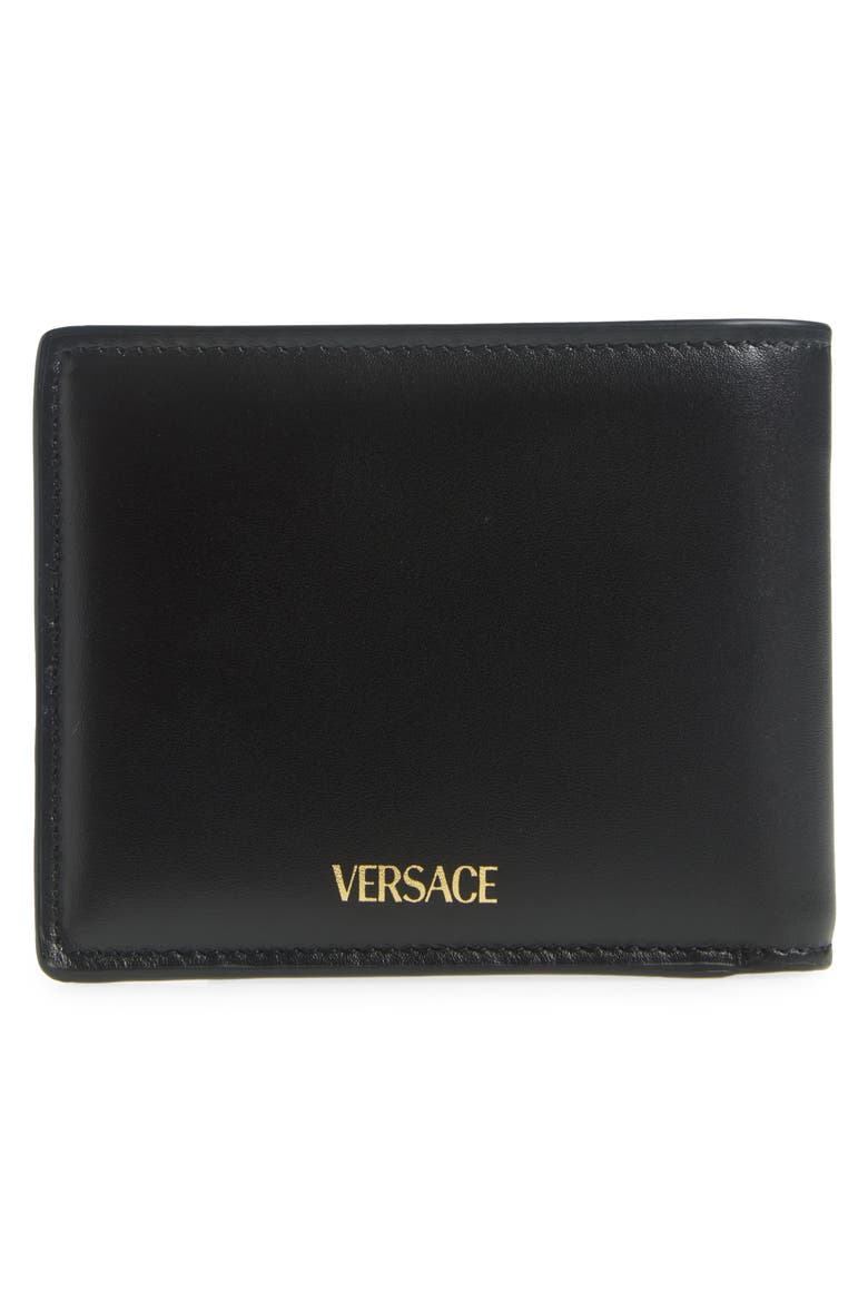 Medusa Leather Bifold Wallet, Alternate, color, BLACK-VERSACE GOLD