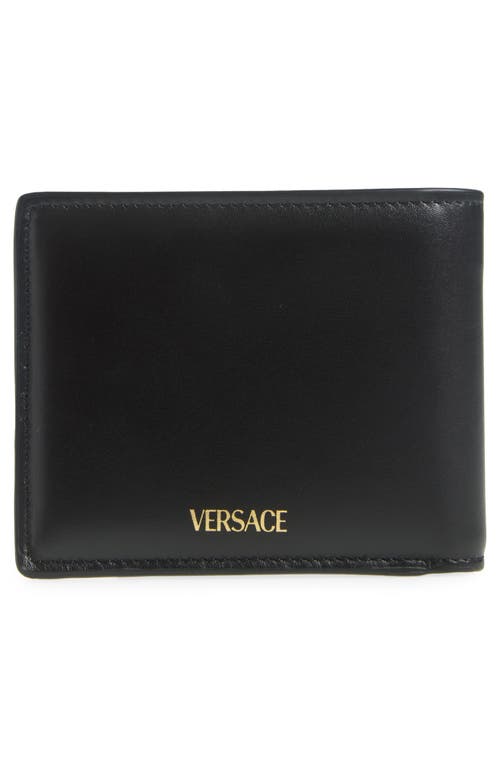 Versace Medusa Leather Bifold Wallet In Black- Gold