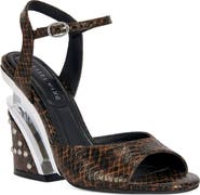 AZALEA WANG Della Snake Embossed Split Heel Sandal
