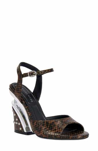 Della Snake Embossed Split Heel Sandal